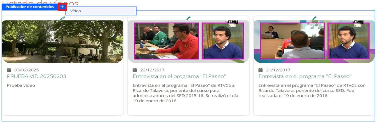 Pantalla de Galería de vídeos