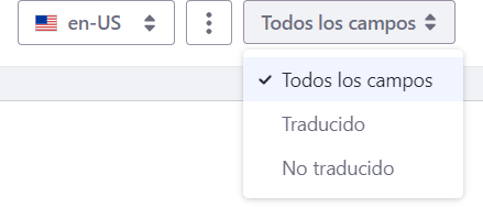 Pantalla de Control para gestión de traducciones