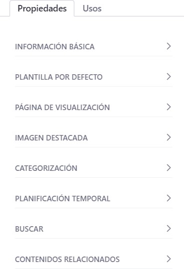 Pantalla de Panel de configuración