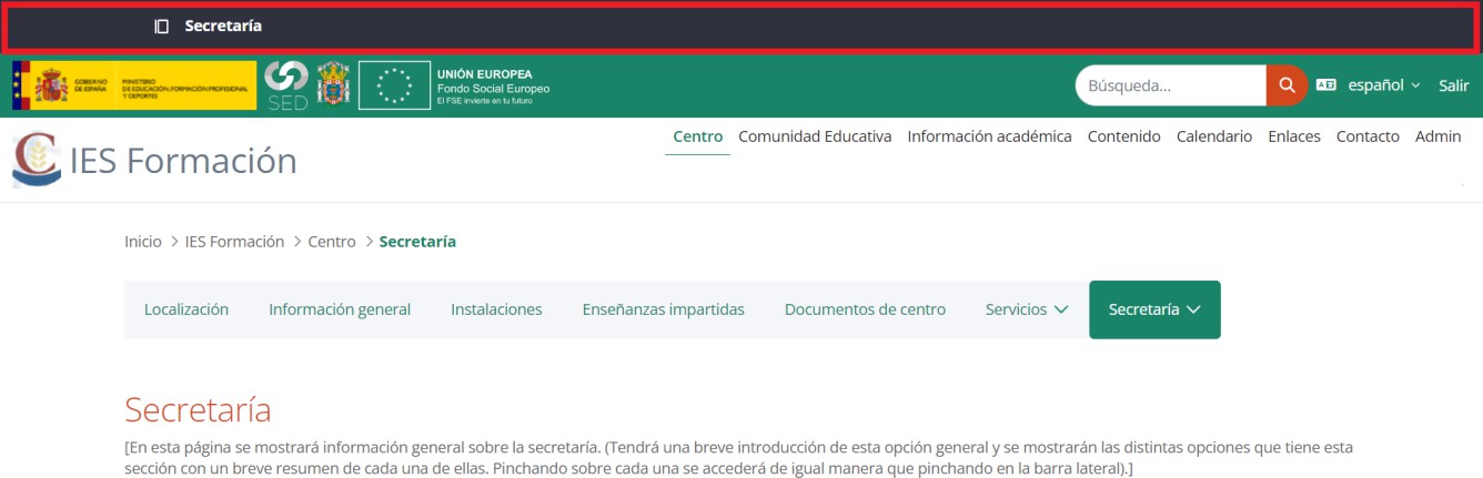 Acceso al menú de productos