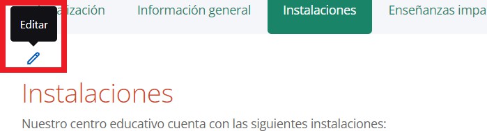 Pantalla de Instalaciones
