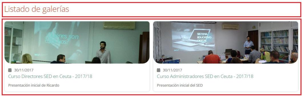Pantalla de Galería de imágenes