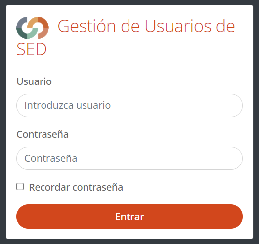 Pantalla de acceso para administradores